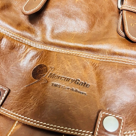 Leather Mercury Gate Barrington Collection Rucksack Backpack Brown Canvas Inside - Picture 2 of 16